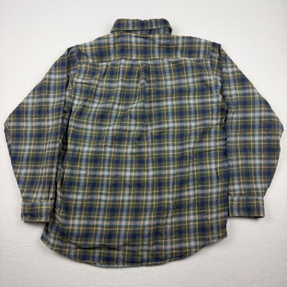 Vintage 90s LL Bean Northwoods Mens Large Green Plaid Flannel Shirt Made in USA - Picture 4 of 7